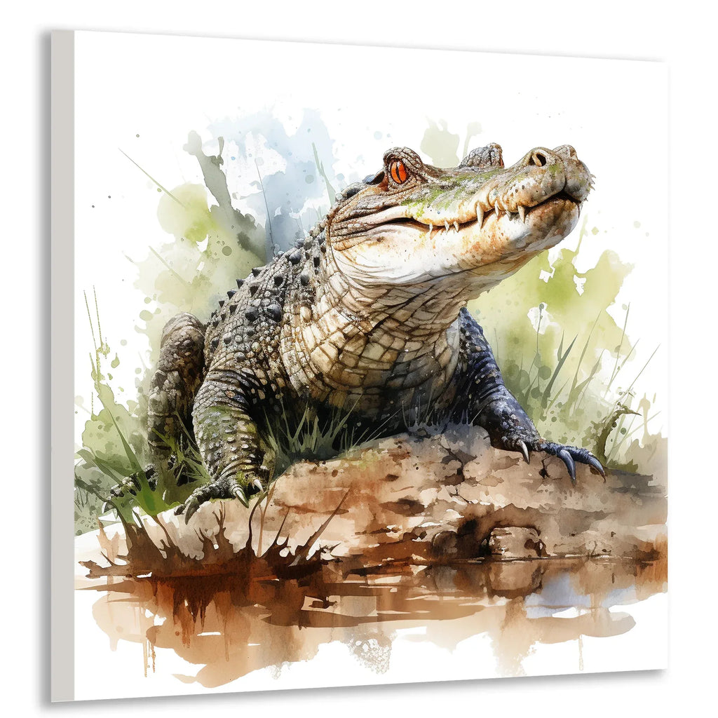 Krokodil Aquarellstil 15 Wandbild Kunstdruck auf Leinwand | Wandbild Galerie