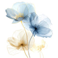Blaue Blume 6 transparent Wandbild Kunstdruck auf Leinwand | Wandbild Galerie