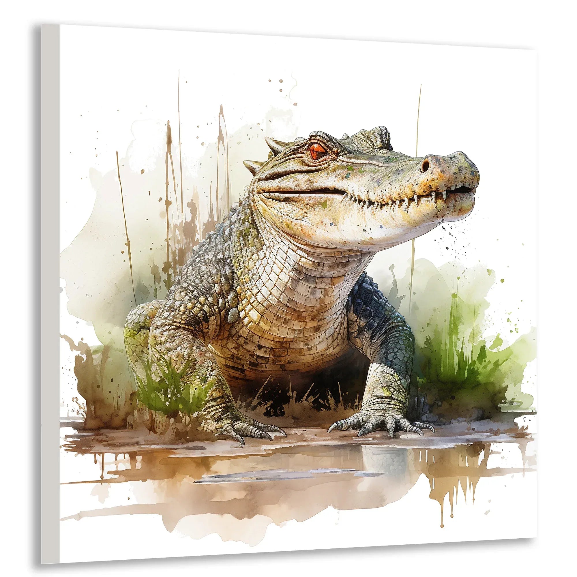 Krokodil Aquarellstil 2 Wandbild Kunstdruck auf Leinwand | Wandbild Galerie