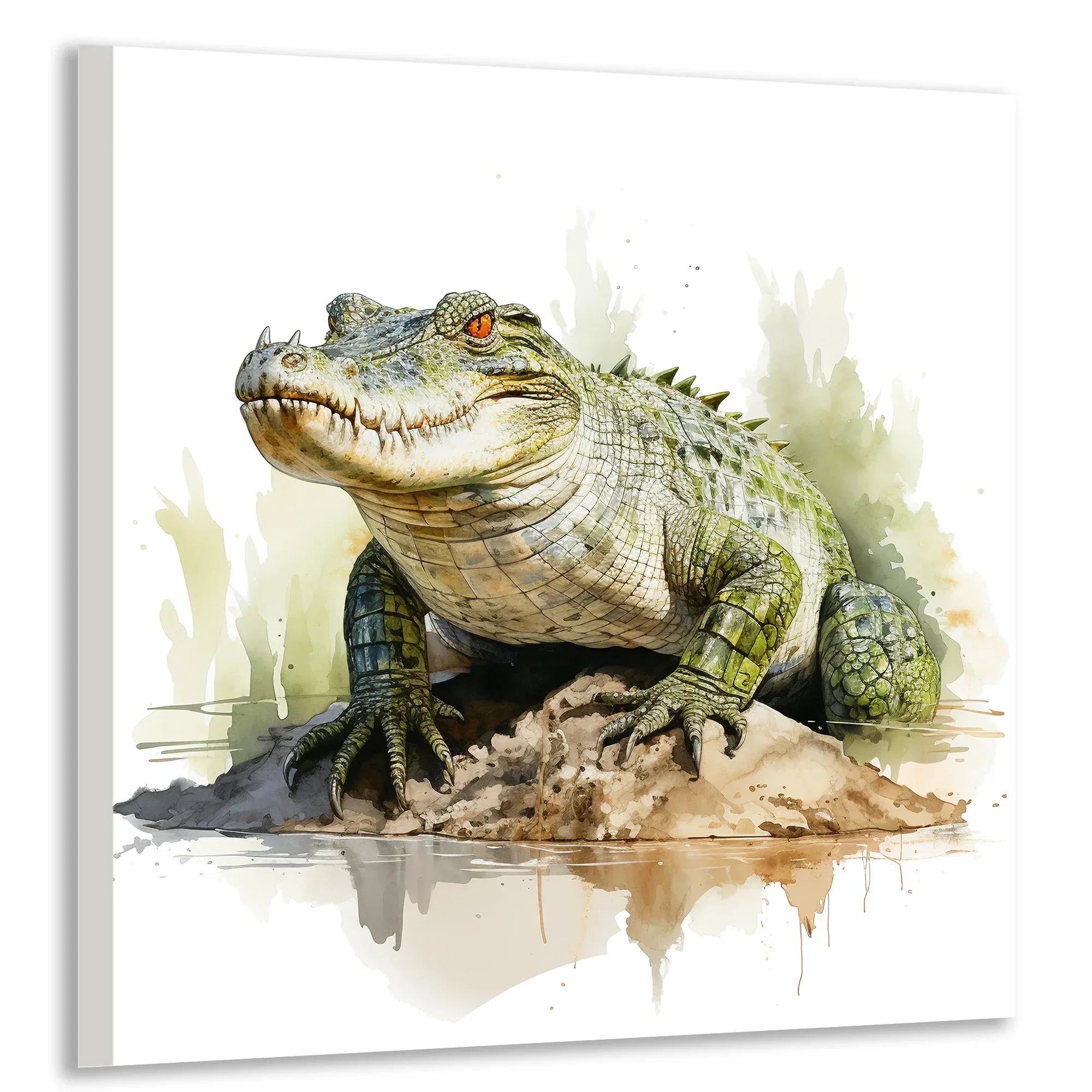 Krokodil Aquarellstil 3 Wandbild Kunstdruck auf Leinwand | Wandbild Galerie