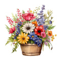 Bunte Blumen im Blecheimer 3 Wandbild Kunstdruck auf Leinwand | Wandbild Galerie