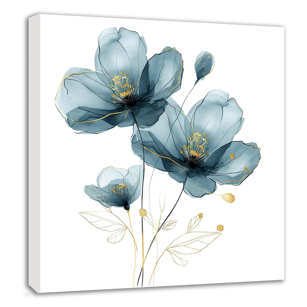 Blaue Blume 2 transparent Wandbild Kunstdruck auf Leinwand | Wandbild Galerie
