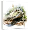 Krokodil Aquarellstil 4 Wandbild Kunstdruck auf Leinwand | Wandbild Galerie