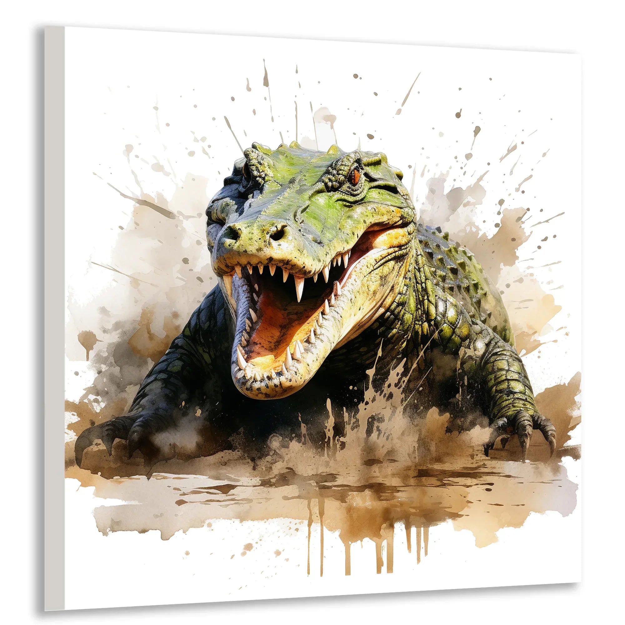 Krokodil Aquarellstil 5 Wandbild Kunstdruck auf Leinwand | Wandbild Galerie