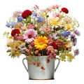 Bunte Blumen im Blecheimer 5 Wandbild Kunstdruck auf Leinwand | Wandbild Galerie