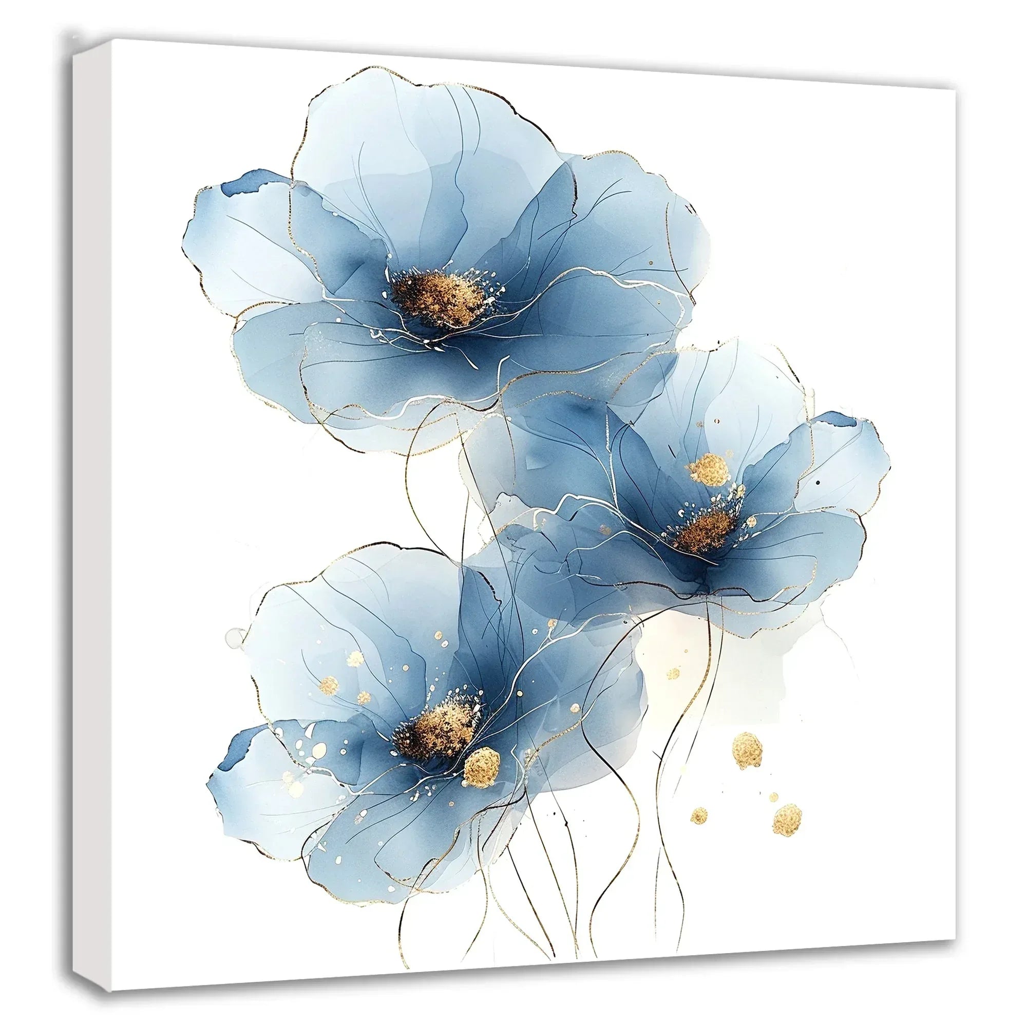 Blaue Blume 3 transparent Wandbild Kunstdruck auf Leinwand | Wandbild Galerie