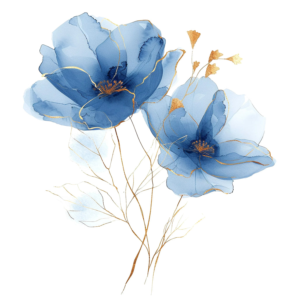 Blaue Blume 8 transparent Wandbild Kunstdruck auf Leinwand | Wandbild Galerie