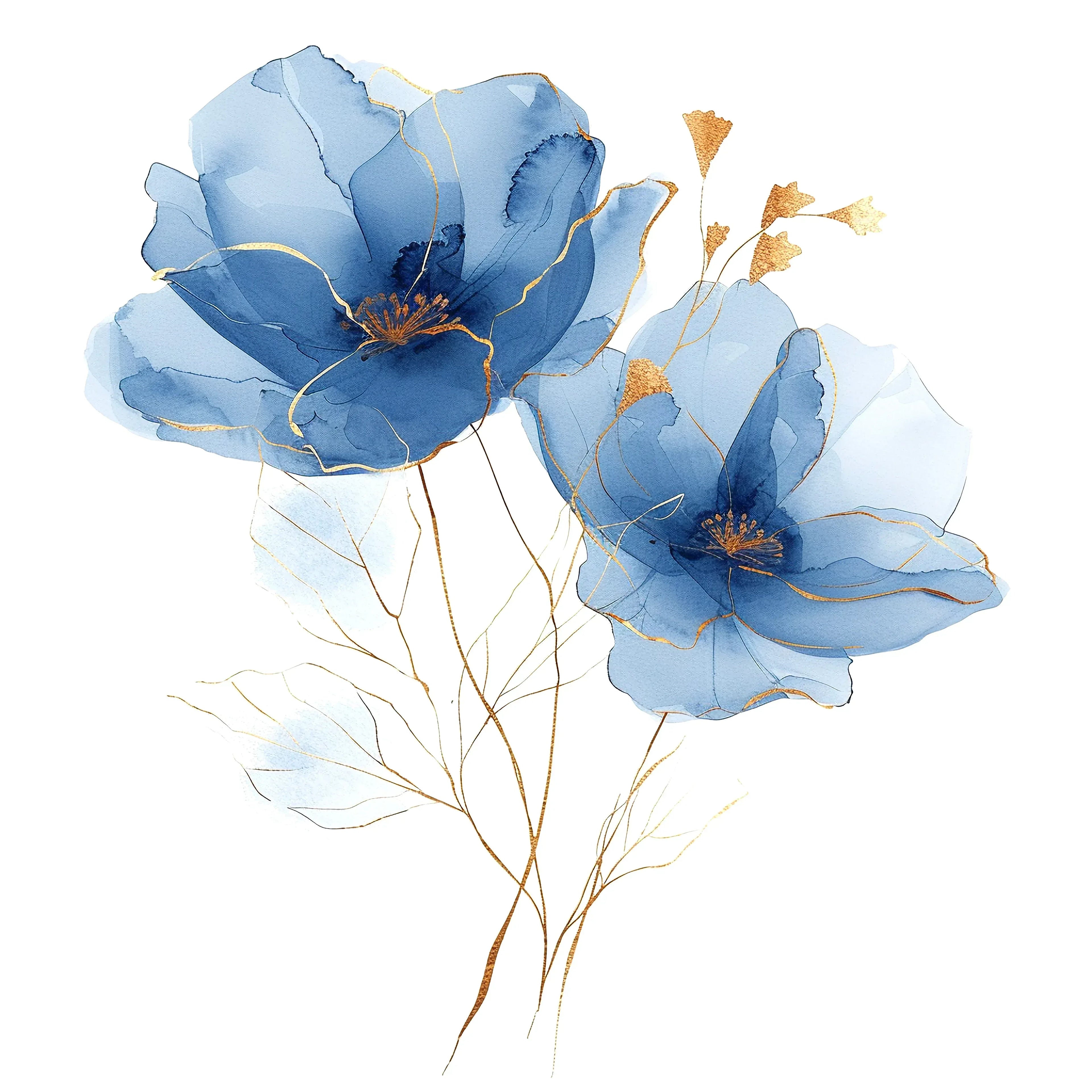 Blaue Blume 8 transparent Wandbild Kunstdruck auf Leinwand | Wandbild Galerie