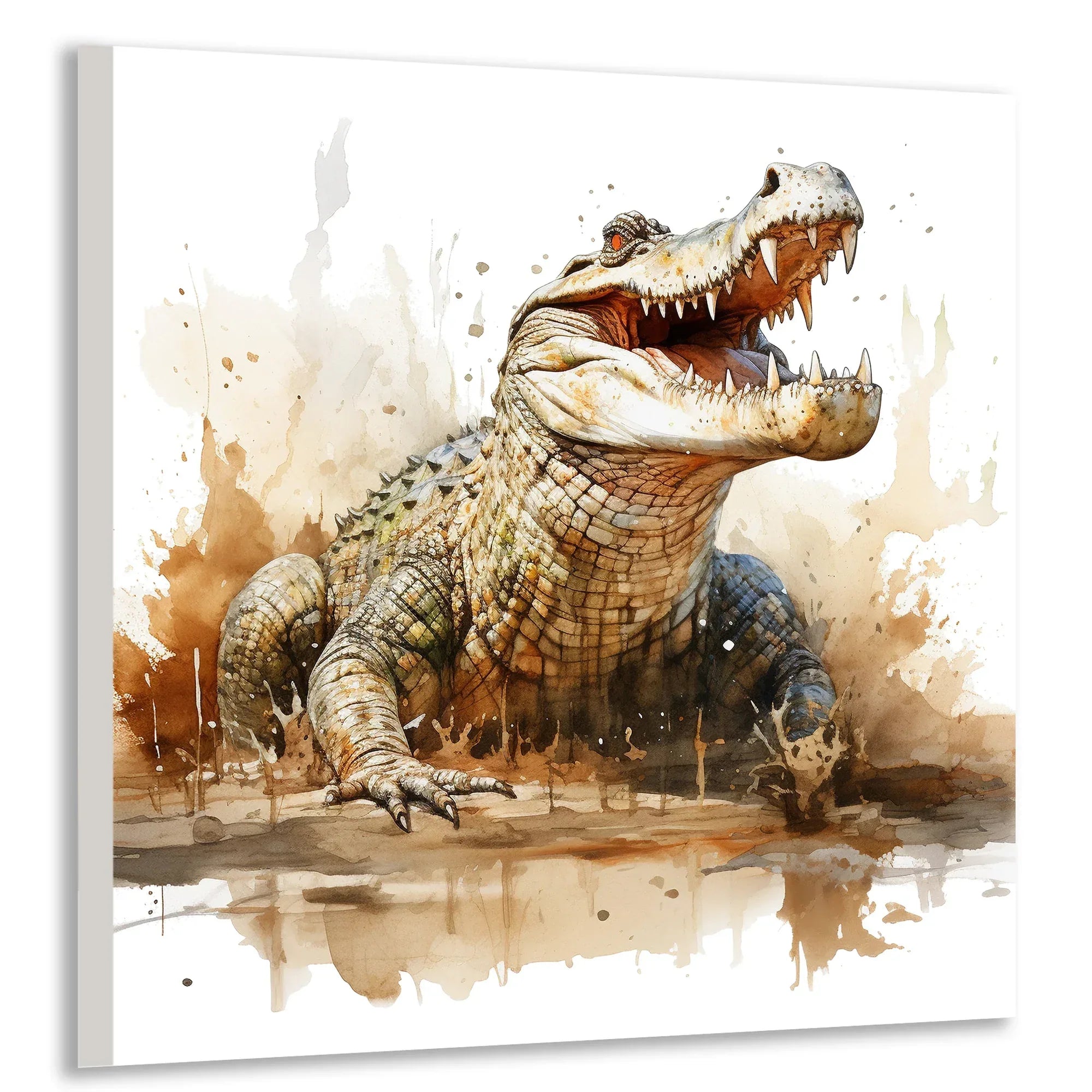 Krokodil Aquarellstil 6 Wandbild Kunstdruck auf Leinwand | Wandbild Galerie
