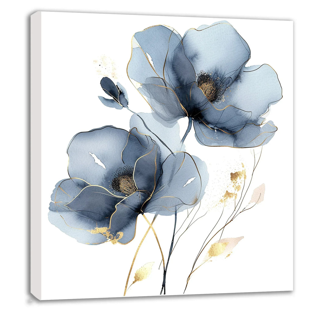 Blaue Blume 4 transparent Wandbild Kunstdruck auf Leinwand | Wandbild Galerie