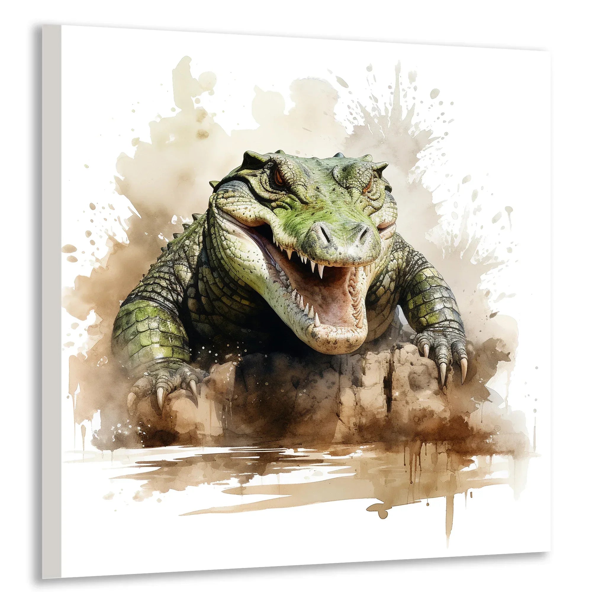 Krokodil Aquarellstil 8 Wandbild Kunstdruck auf Leinwand | Wandbild Galerie