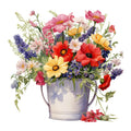 Bunte Blumen im Blecheimer 8 Wandbild Kunstdruck auf Leinwand | Wandbild Galerie
