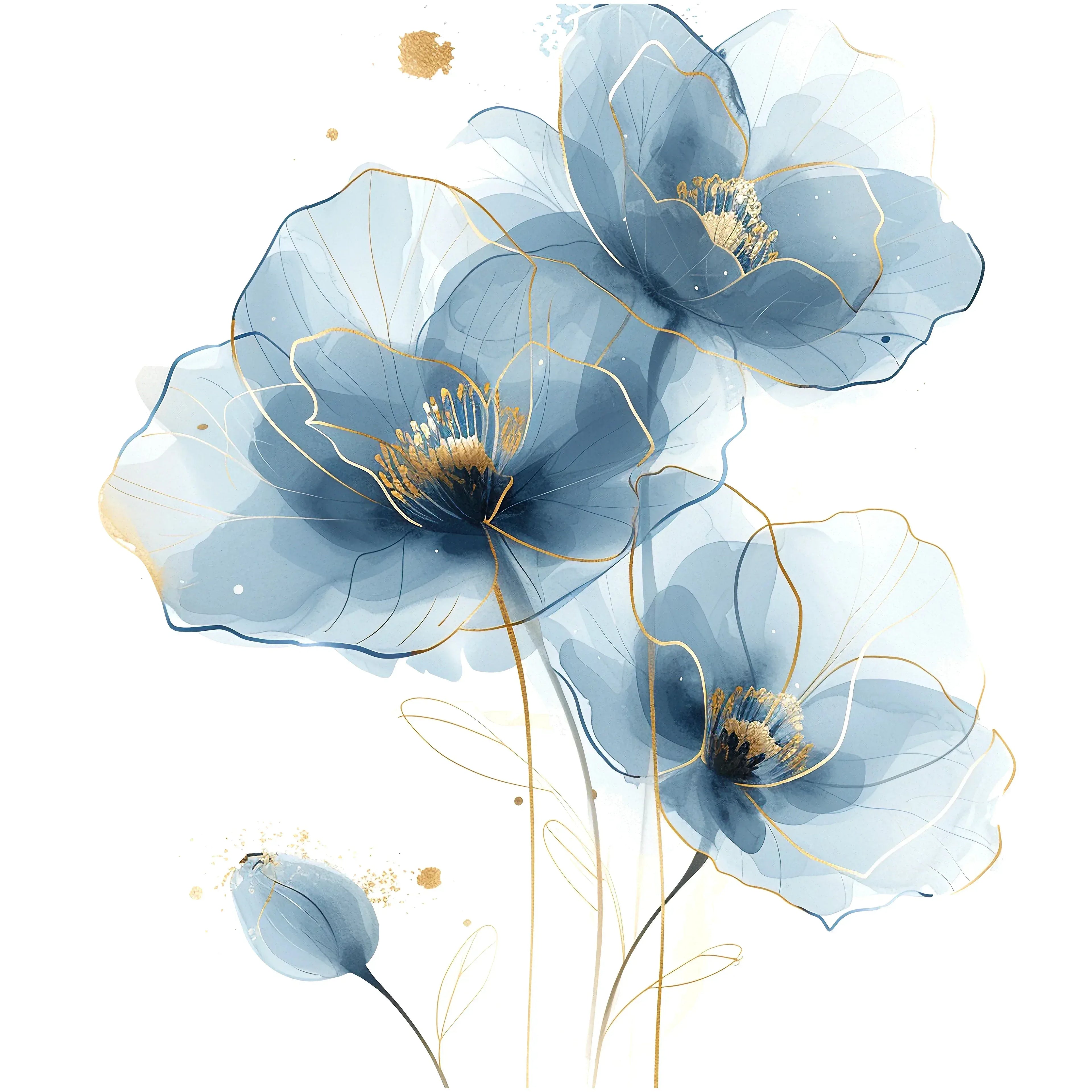 Blaue Blume 9 transparent Wandbild Kunstdruck auf Leinwand | Wandbild Galerie