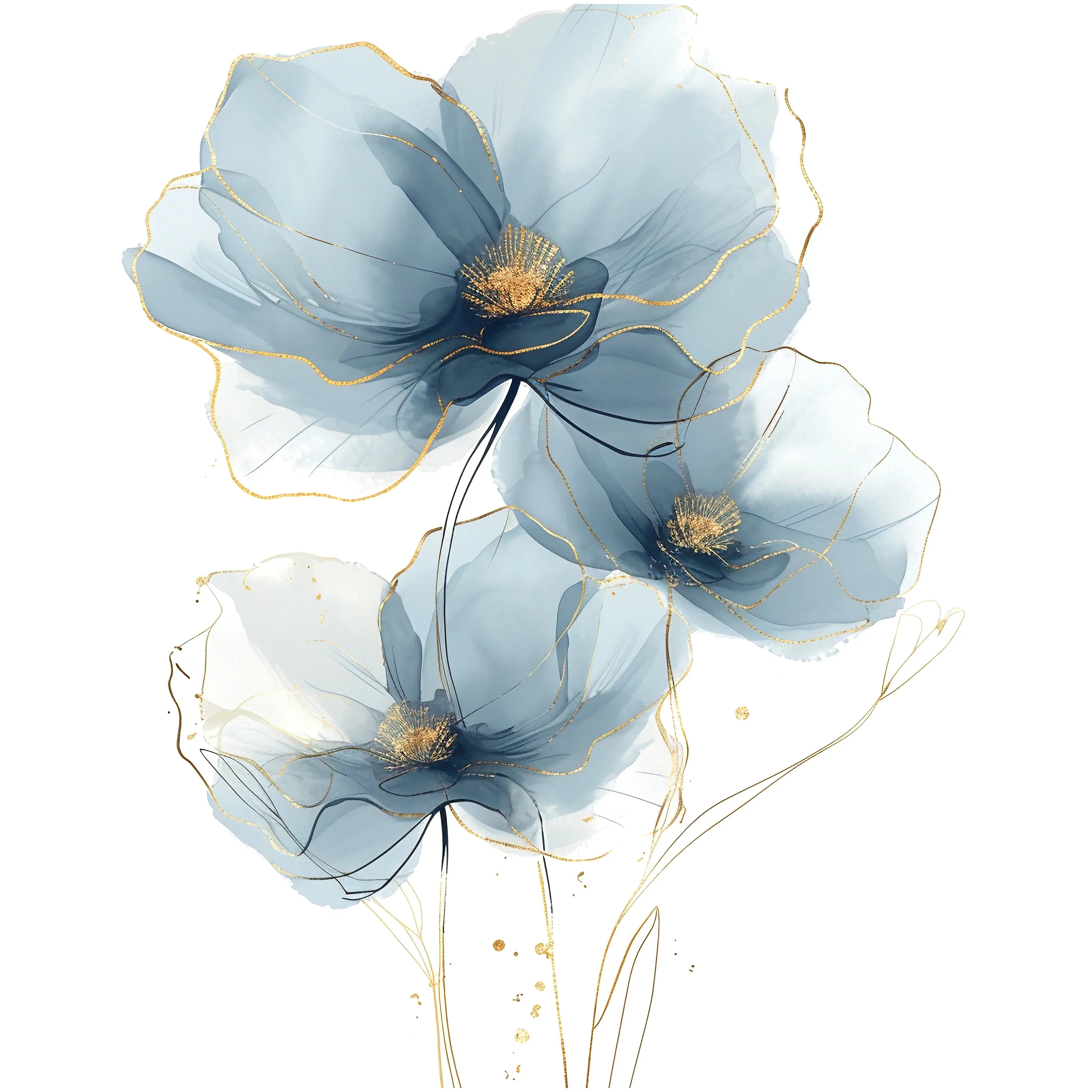 Blaue Blume 10 transparent Wandbild Kunstdruck auf Leinwand | Wandbild Galerie