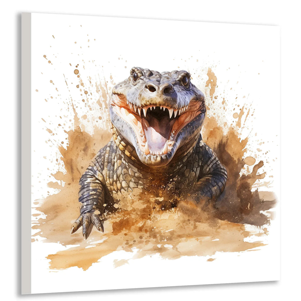 Krokodil Aquarellstil 9 Wandbild Kunstdruck auf Leinwand | Wandbild Galerie