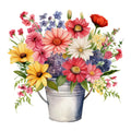 Bunte Blumen im Blecheimer 9 Wandbild Kunstdruck auf Leinwand | Wandbild Galerie