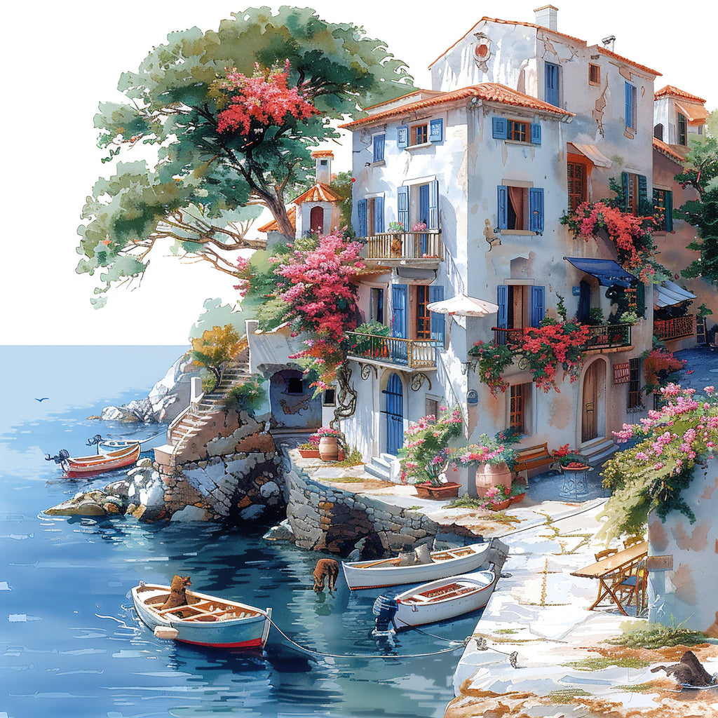 Mediterrane Küste 10 Landschaft Wandbild  Kunstdruck auf Leinwand