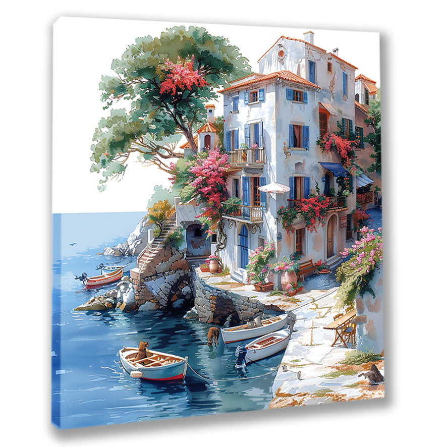 Mediterrane Küste 10 Landschaft Wandbild  Kunstdruck auf Leinwand