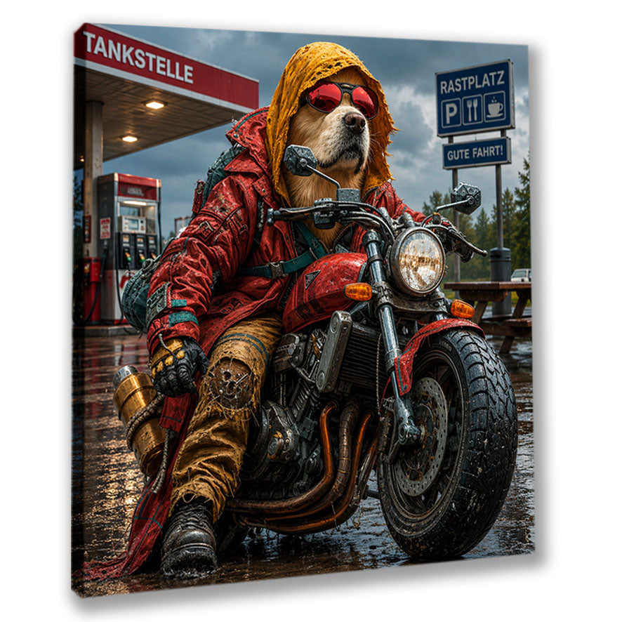 Wandbild Hunde auf Motorrad 10 Kunstdruck auf Leinwand