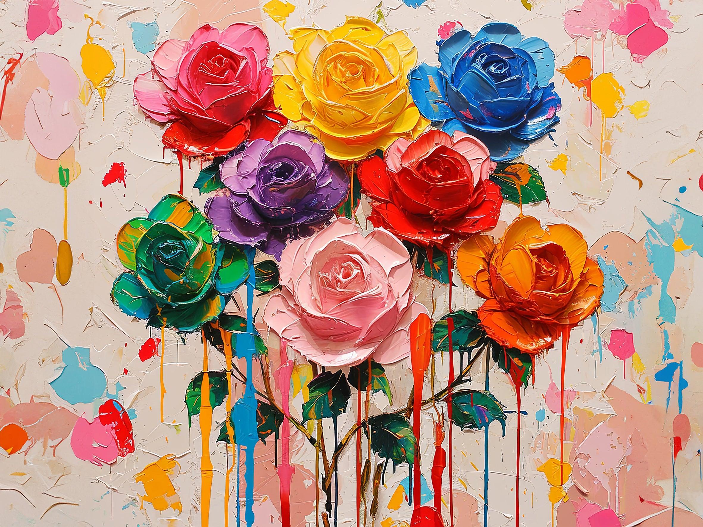 Wandbild Blumen Spachteltechnik Nr. 10 Kunstdruck auf Leinwand