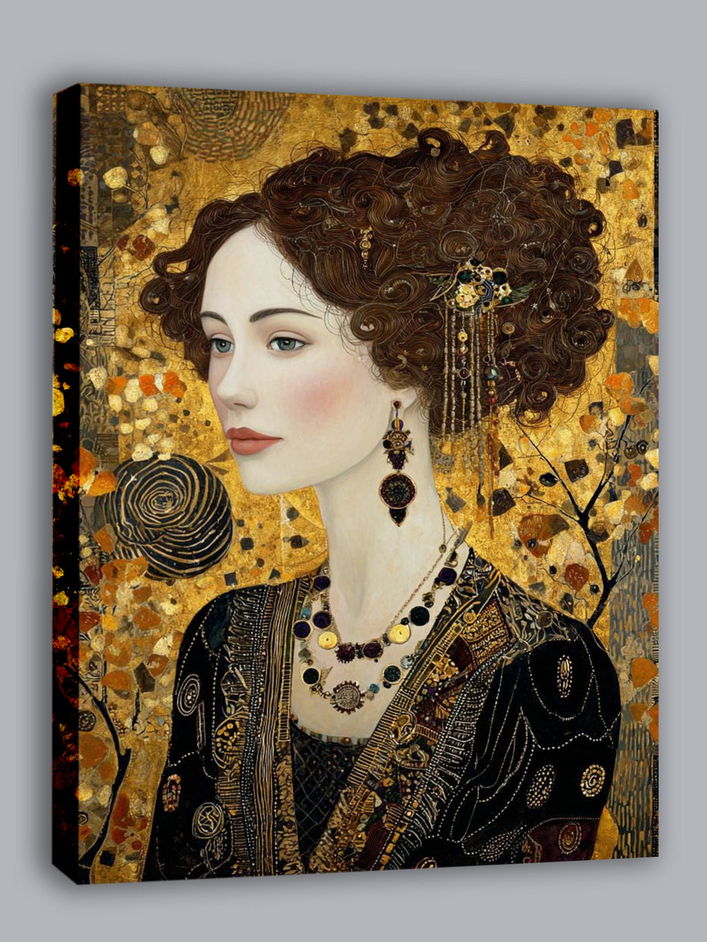 Wandbild Klimt Stil Goldene Frau 10 Kunstdruck auf Leinwand