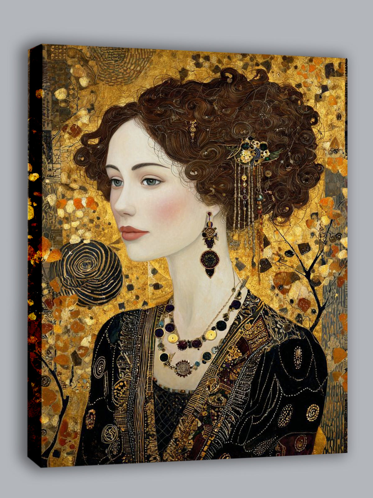 Wandbild Klimt Stil Goldene Frau 10 Kunstdruck auf Leinwand
