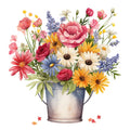 Bunte Blumen im Blecheimer 10 Wandbild Kunstdruck auf Leinwand | Wandbild Galerie