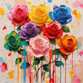 Blumen 10 Bunt Ölcharakter Wandbild Kunstdruck auf Leinwand | Wandbild Galerie