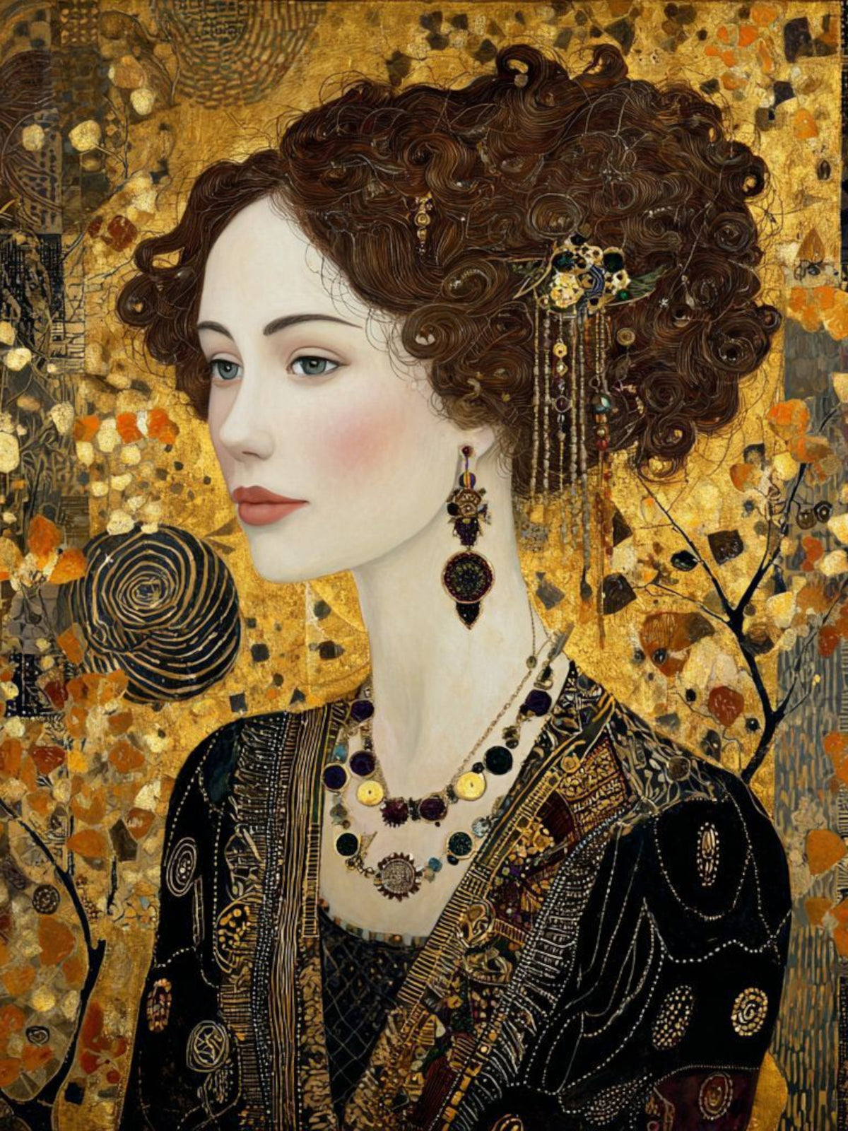 Wandbild Klimt Stil Goldene Frau 10 Kunstdruck auf Leinwand