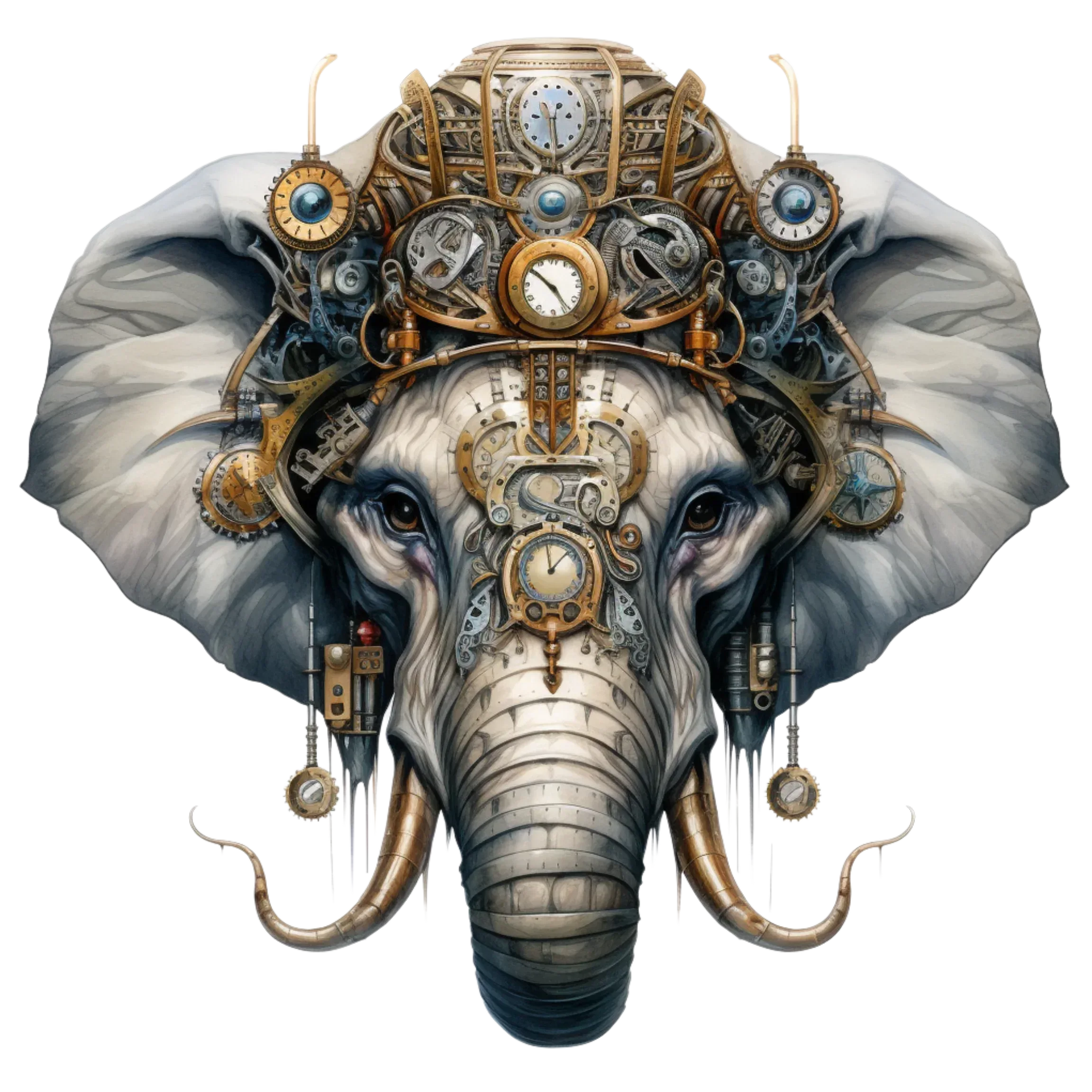 Wandbild Elefant Steampunk Kunstdruck auf Leinwand direkt zum Aufhängen | Wandbild Galerie