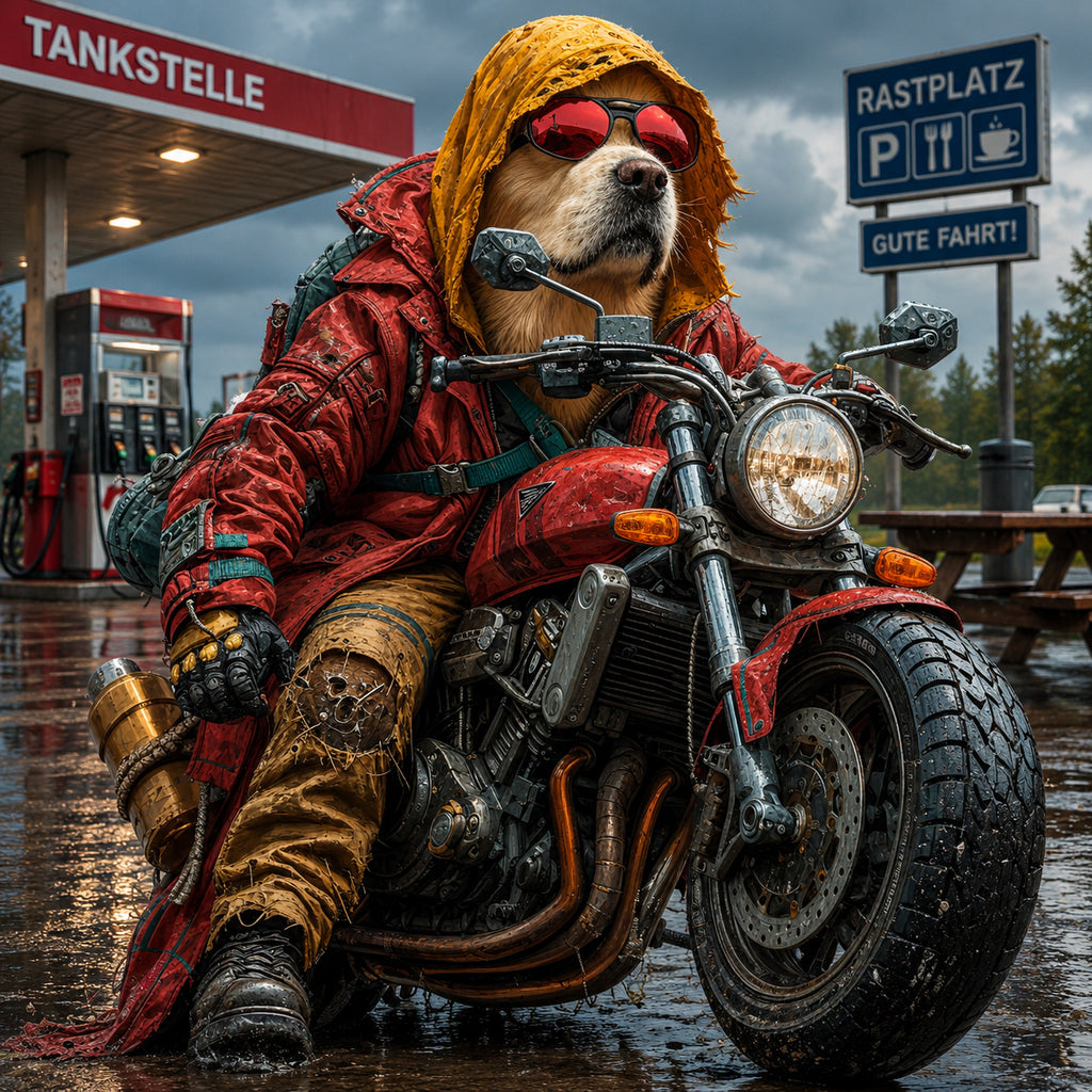Wandbild Hunde auf Motorrad 10 Kunstdruck auf Leinwand