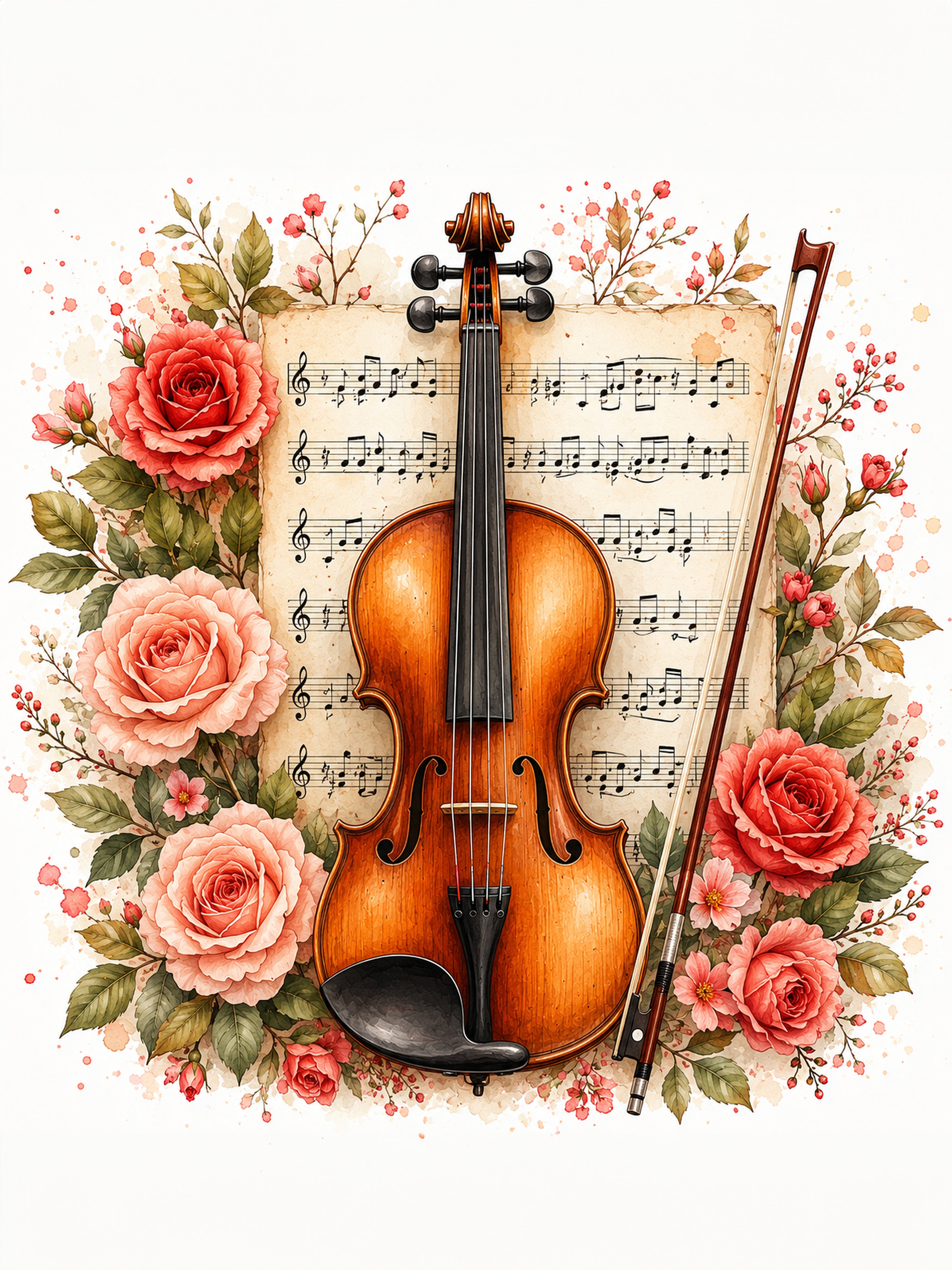Wandbild Romantische Violine 10 Kunstdruck auf Leinwand