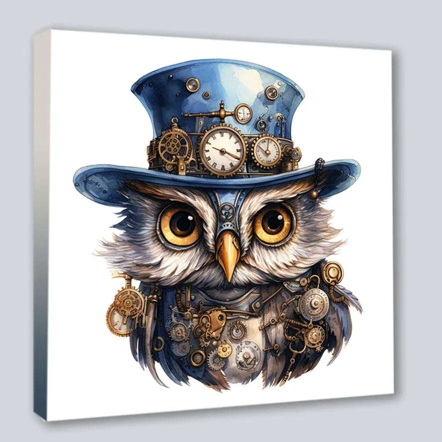 Wandbild Eule 10 Steampunk Kunstdruck auf Leinwand | Wandbild Galerie