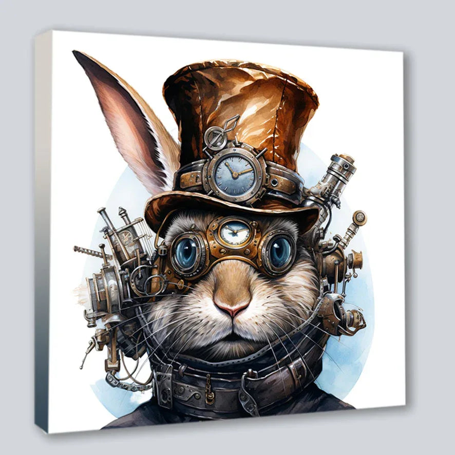 Wandbild Hase 10 Steampunk Stil Kunstdruck auf Leinwand | Wandbild Galerie