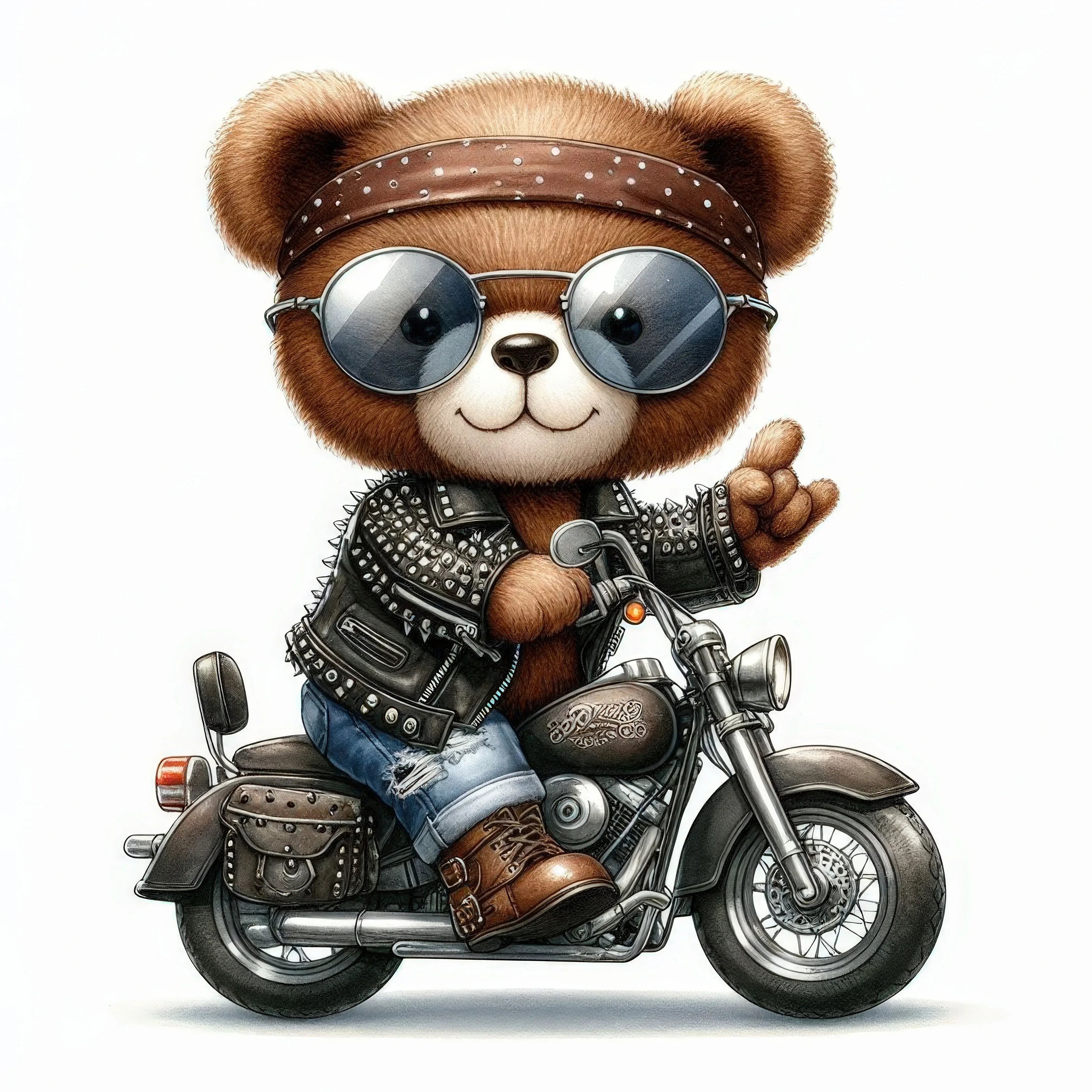 Wandbild Rockerteddy Kunstdruck auf Leinwand direkt zum Aufhängen | Wandbild Galerie