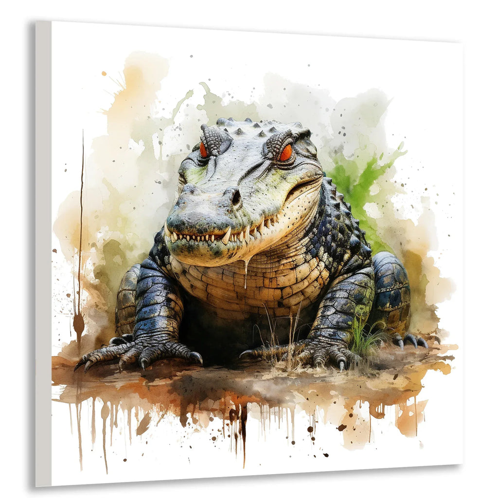 Krokodil Aquarellstil 10 Wandbild Kunstdruck auf Leinwand | Wandbild Galerie