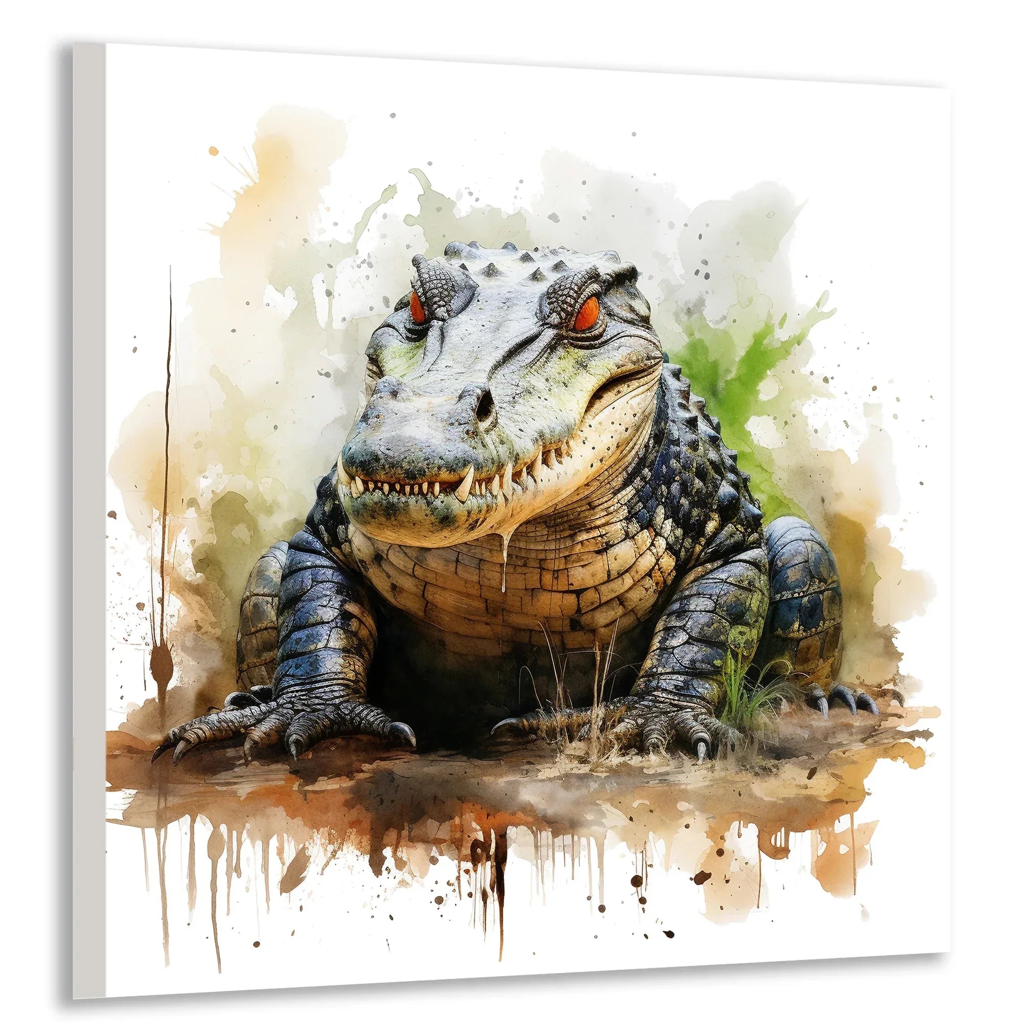 Krokodil Aquarellstil 10 Wandbild Kunstdruck auf Leinwand | Wandbild Galerie