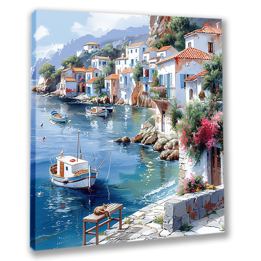 Mediterrane Küste 11  Landschaft Wandbild  Kunstdruck auf Leinwand
