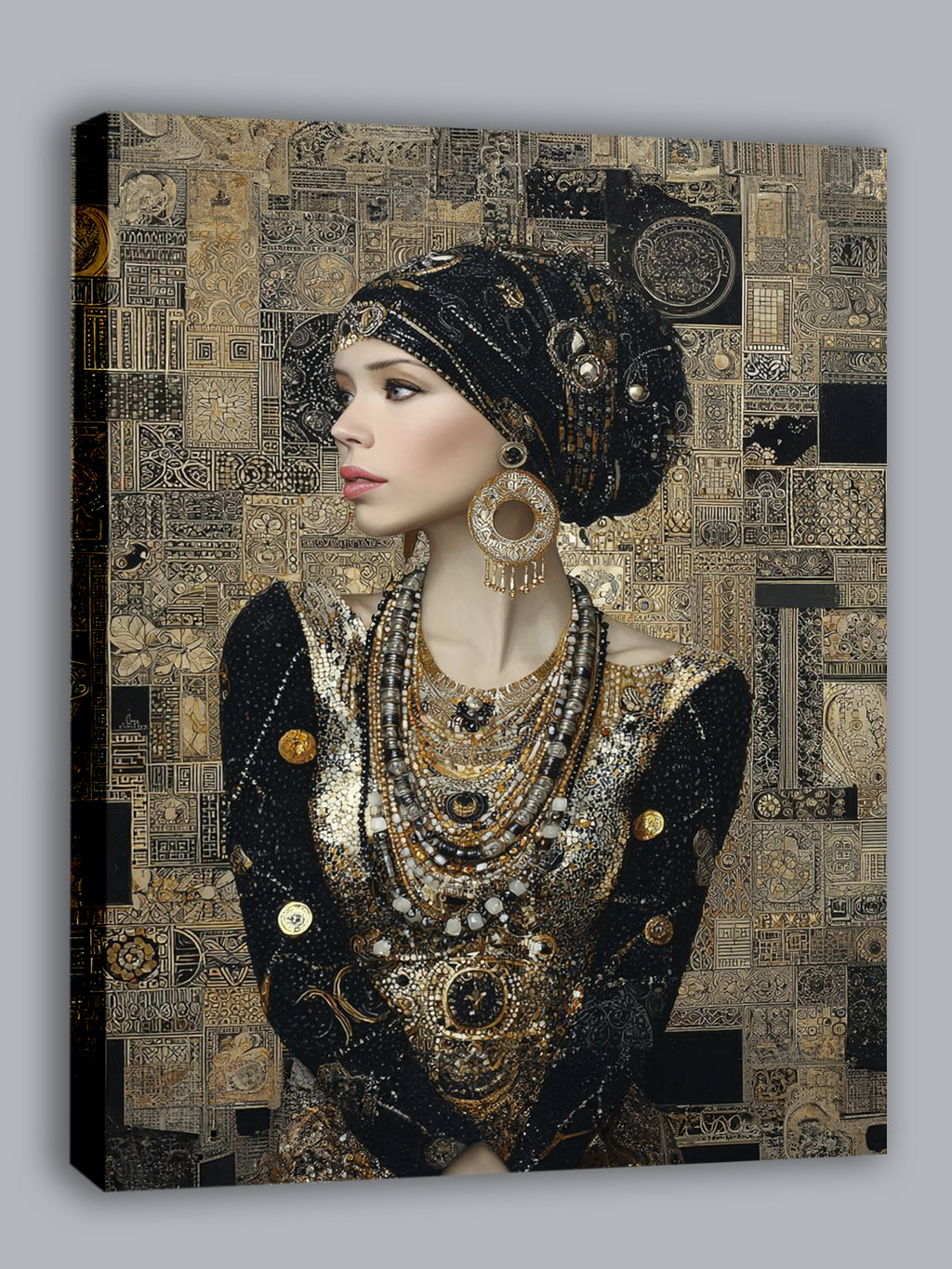 Wandbild Klimt Stil Goldene Frau 11 Kunstdruck auf Leinwand