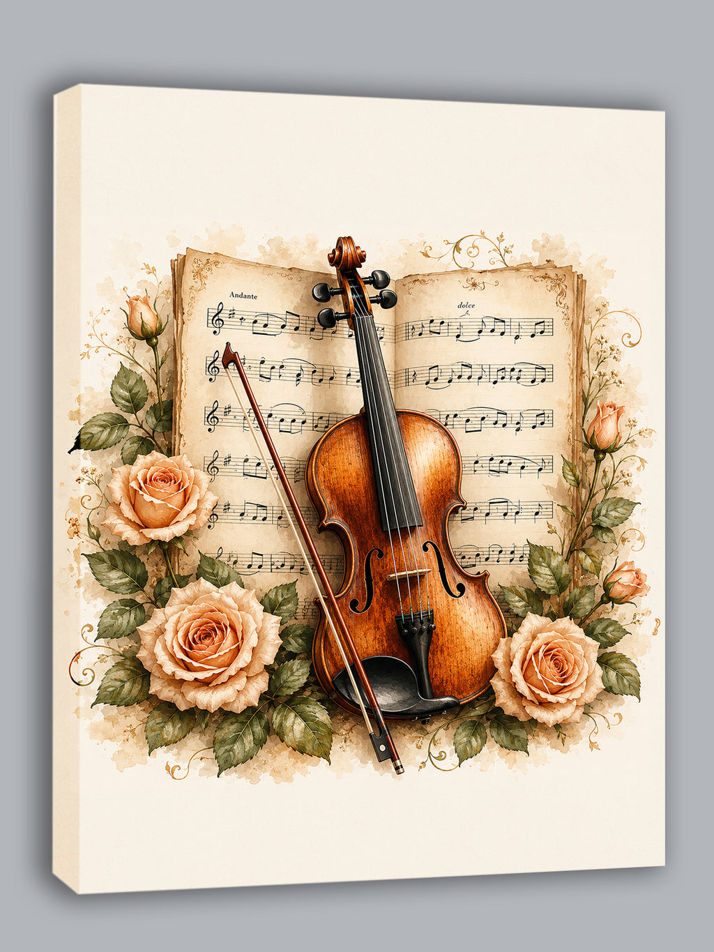 Wandbild Romantische Violine 11 Kunstdruck auf Leinwand