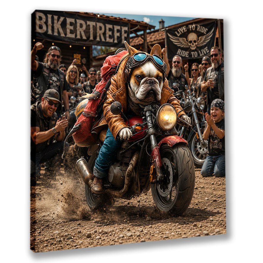 Wandbild Hunde auf Motorrad 11 Kunstdruck auf Leinwand
