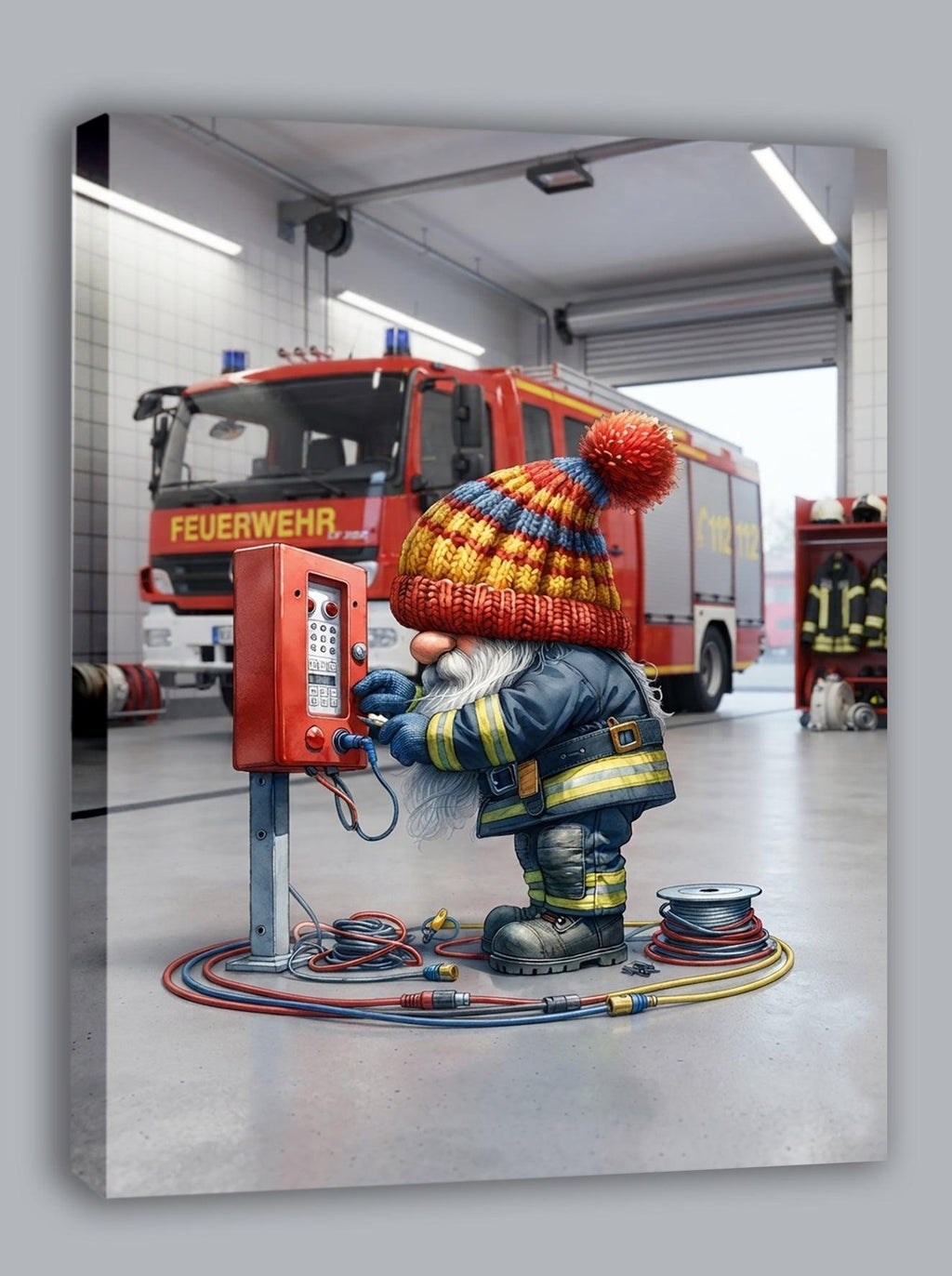 Feuerwehr Wichtel Techniker am Alarmkasten Kunstdruck auf Leinwand
