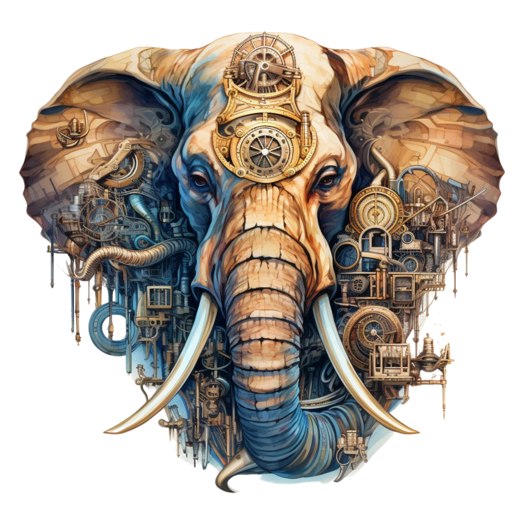 Wandbild Elefant Steampunk 2 Kunstdruck auf Leinwand direkt zum Aufhängen | Wandbild Galerie