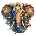 Wandbild Elefant Steampunk 2 Kunstdruck auf Leinwand direkt zum Aufhängen | Wandbild Galerie
