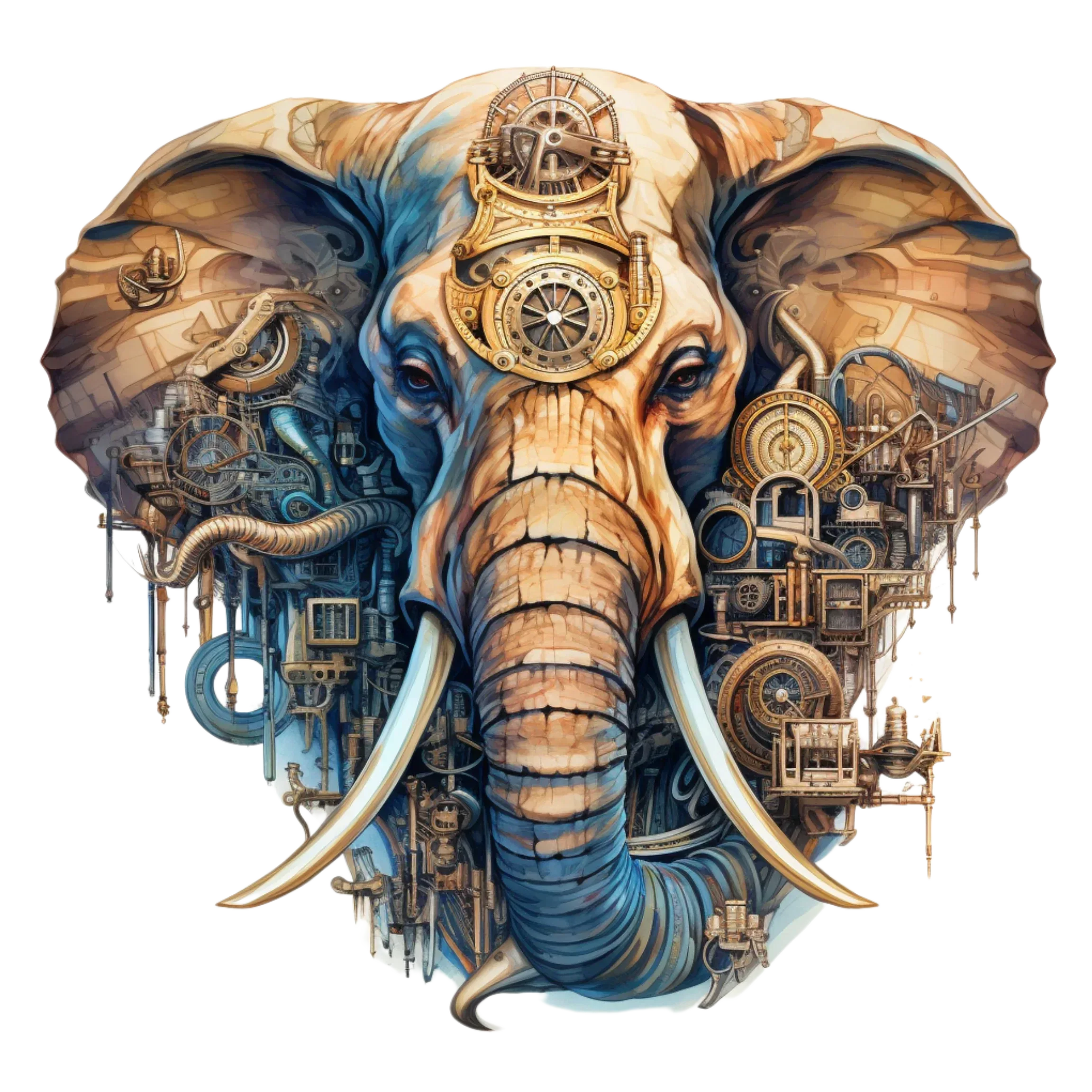 Wandbild Elefant Steampunk 2 Kunstdruck auf Leinwand direkt zum Aufhängen | Wandbild Galerie