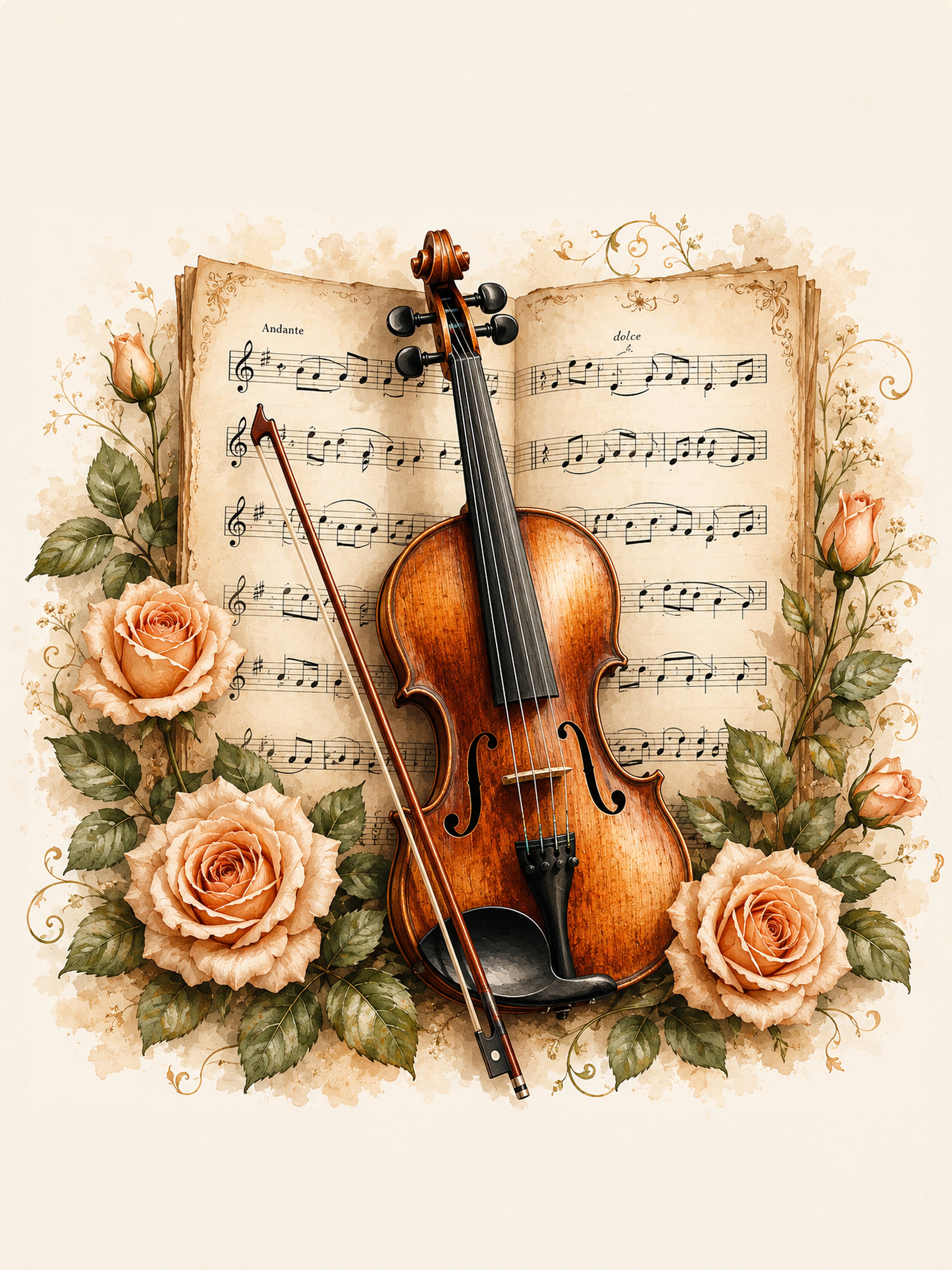 Wandbild Romantische Violine 11 Kunstdruck auf Leinwand