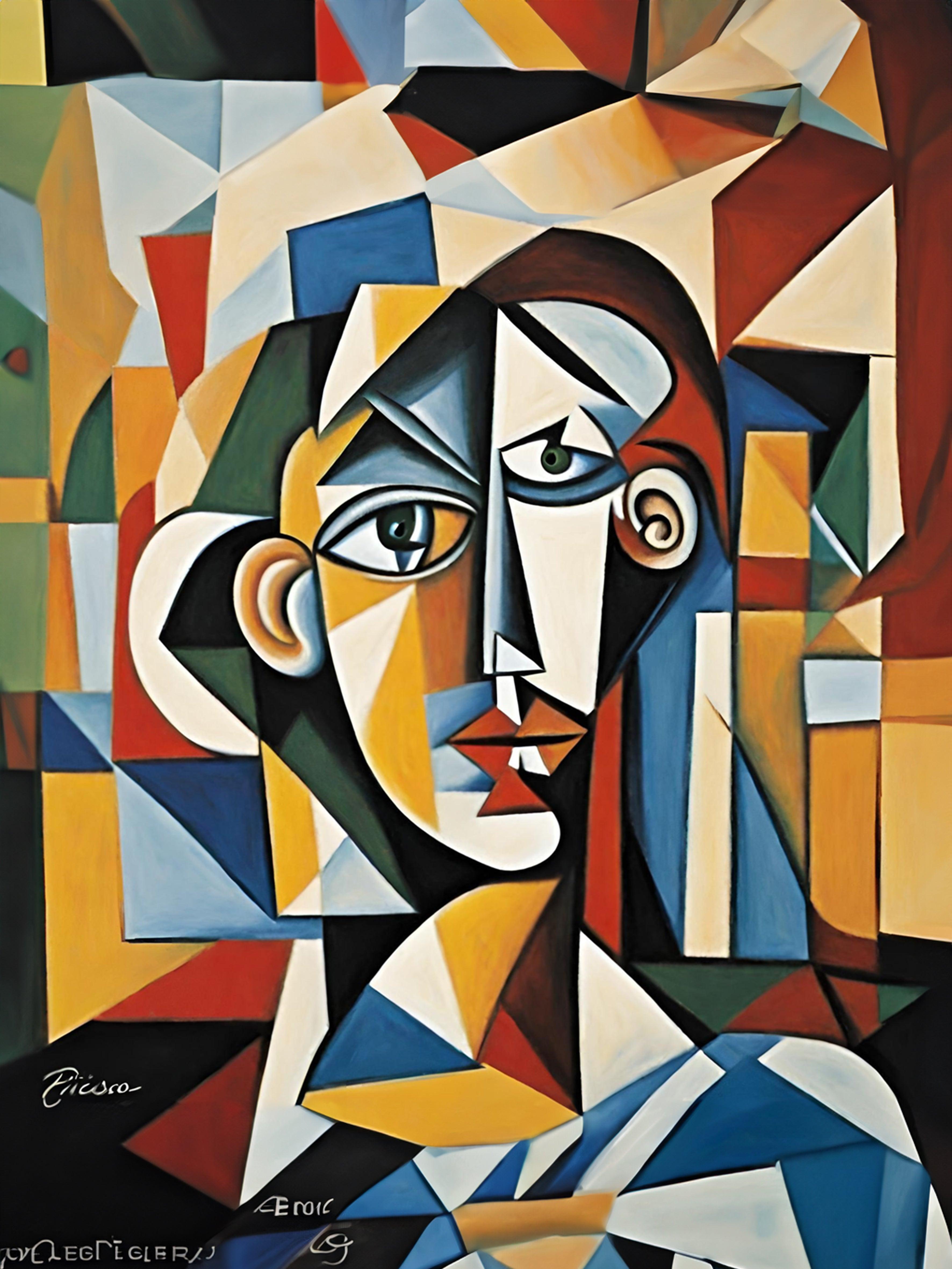 Wandbild Kubistisches Frauenportrait Picasso Style Kunstdruck auf Leinwand
