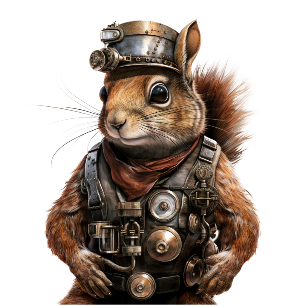 Wandbild Eichhörnchen Steampunk 2 Kunstdruck auf Leinwand direkt zum Aufhängen | Wandbild Galerie