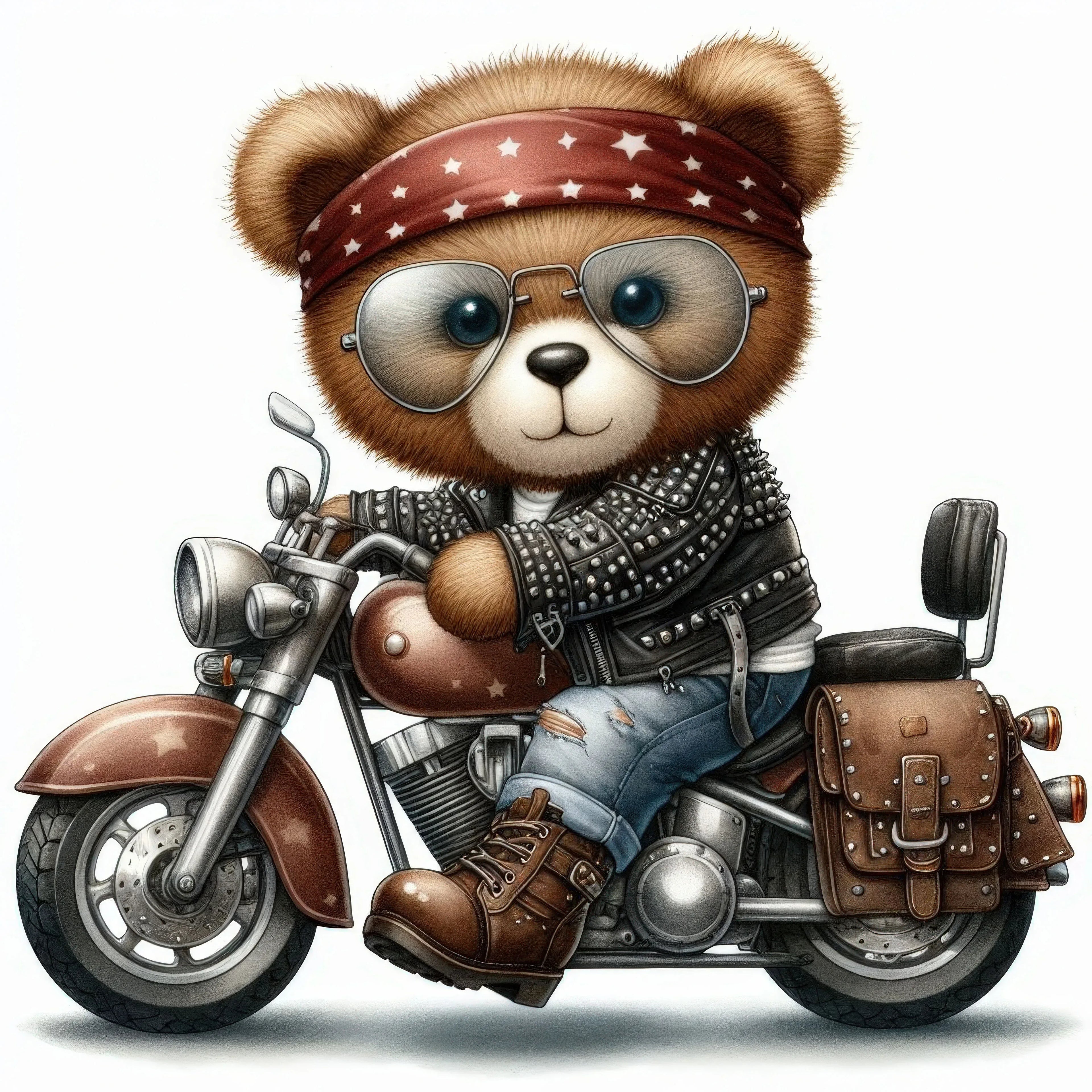 Wandbild Rockerteddy Kunstdruck auf Leinwand direkt zum Aufhängen | Wandbild Galerie