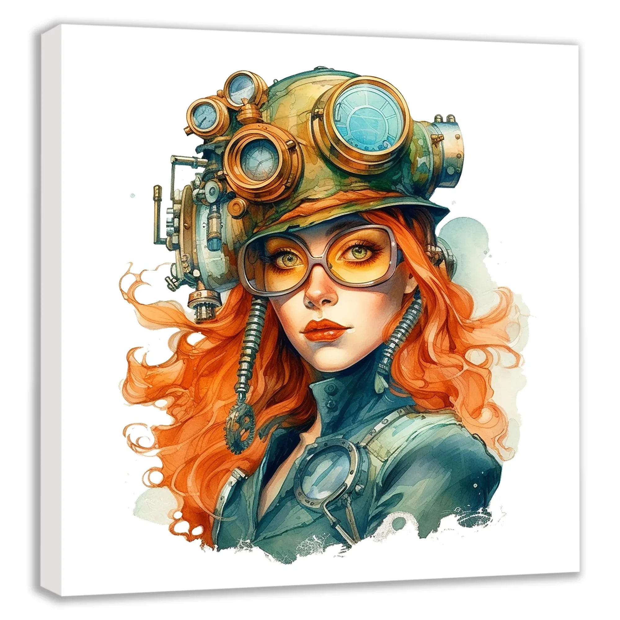 Wandbild Steampunk Lady 11 Kunstdruck auf Leinwand direkt zum Aufhängen | Wandbild Galerie